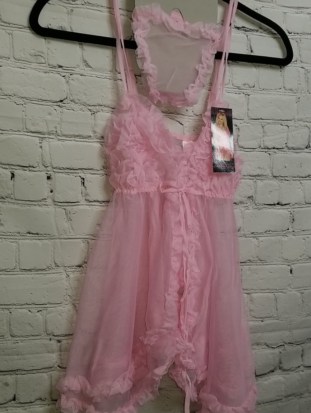 Electric Lingerie womens 2 Piece Baby Doll/ G-String set Pink Lace one size NWT